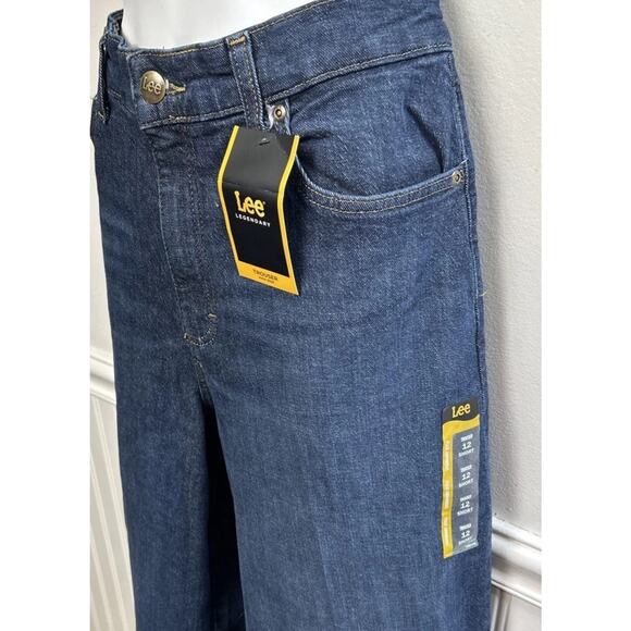 New! LEE Jeans Wide Leg Trousers Pants 12 Inner Strength High Rise Straight Dark - Picture 5 of 16